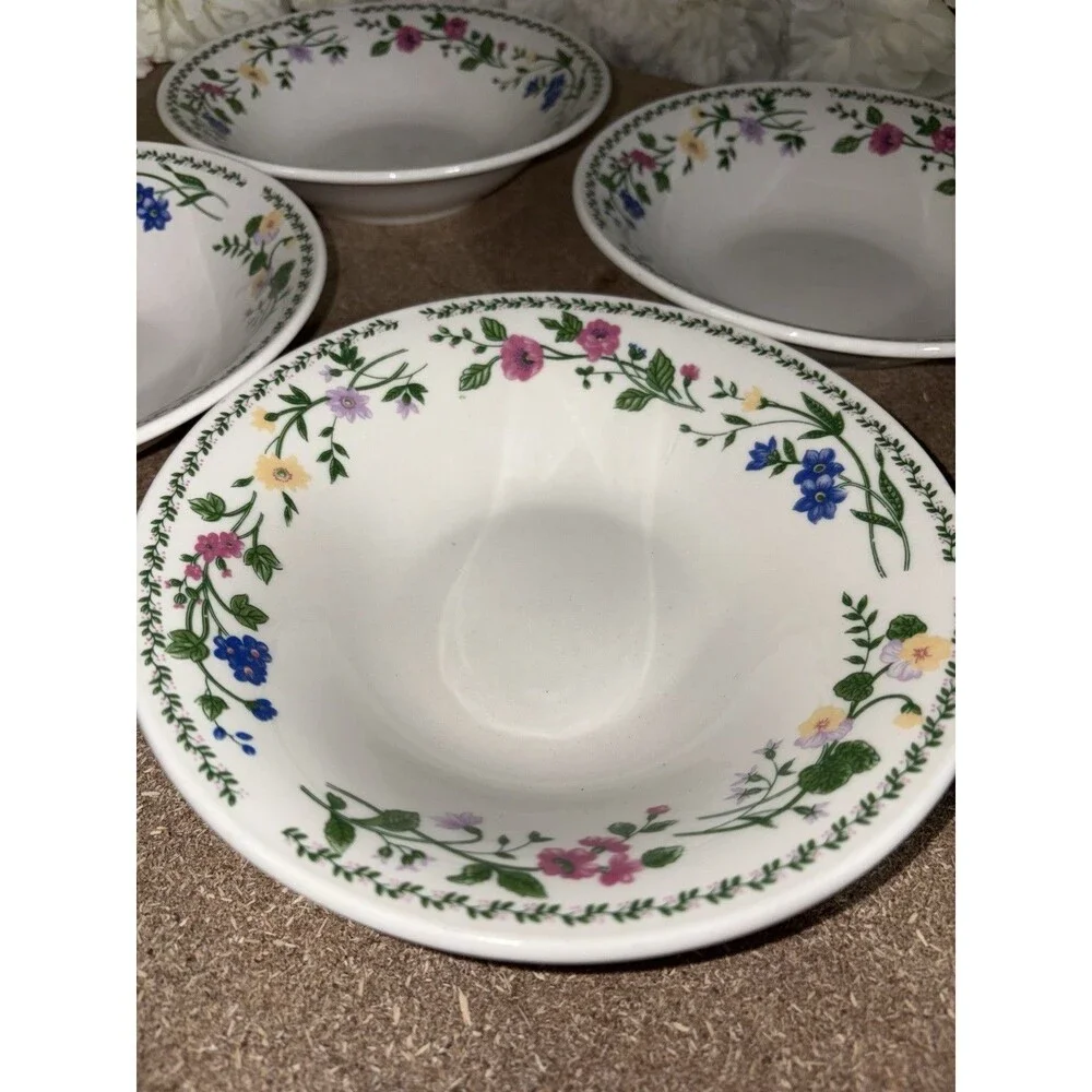 Farberware Stoneware English Garden 225 Soup Cereal Bowls Set Of 4 Flowers